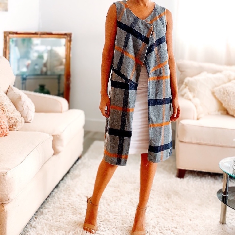 Long Grey Wool Vest